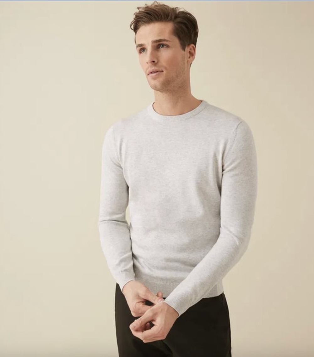 REISS Maurice Crew Neck Jumper Sweater Size XL NEW Light Cream Gray $145